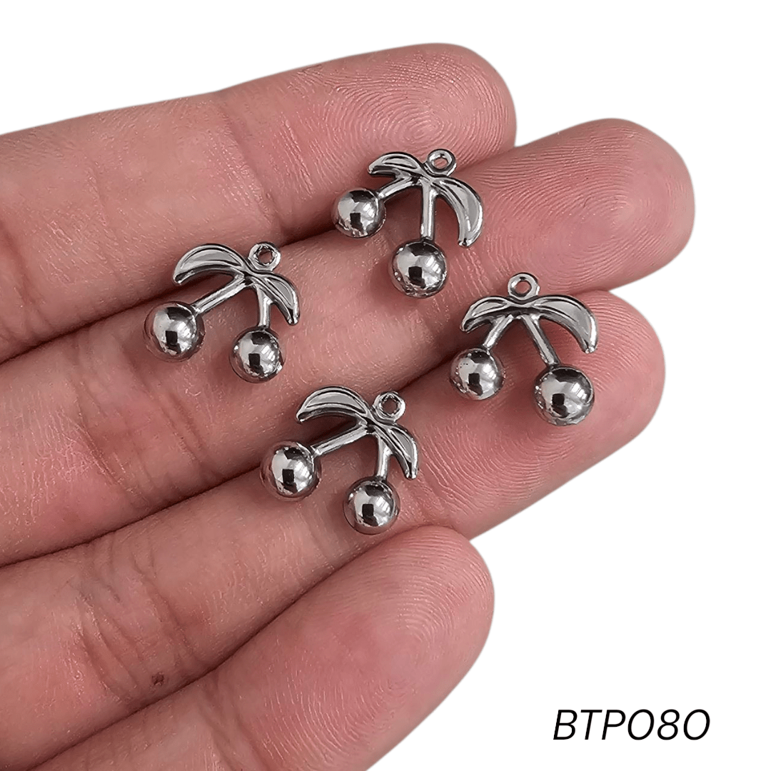 PINGENTE AÇO INOX - CEREJA - BTP080 - 12,7MM X 12,8MM - C/4 