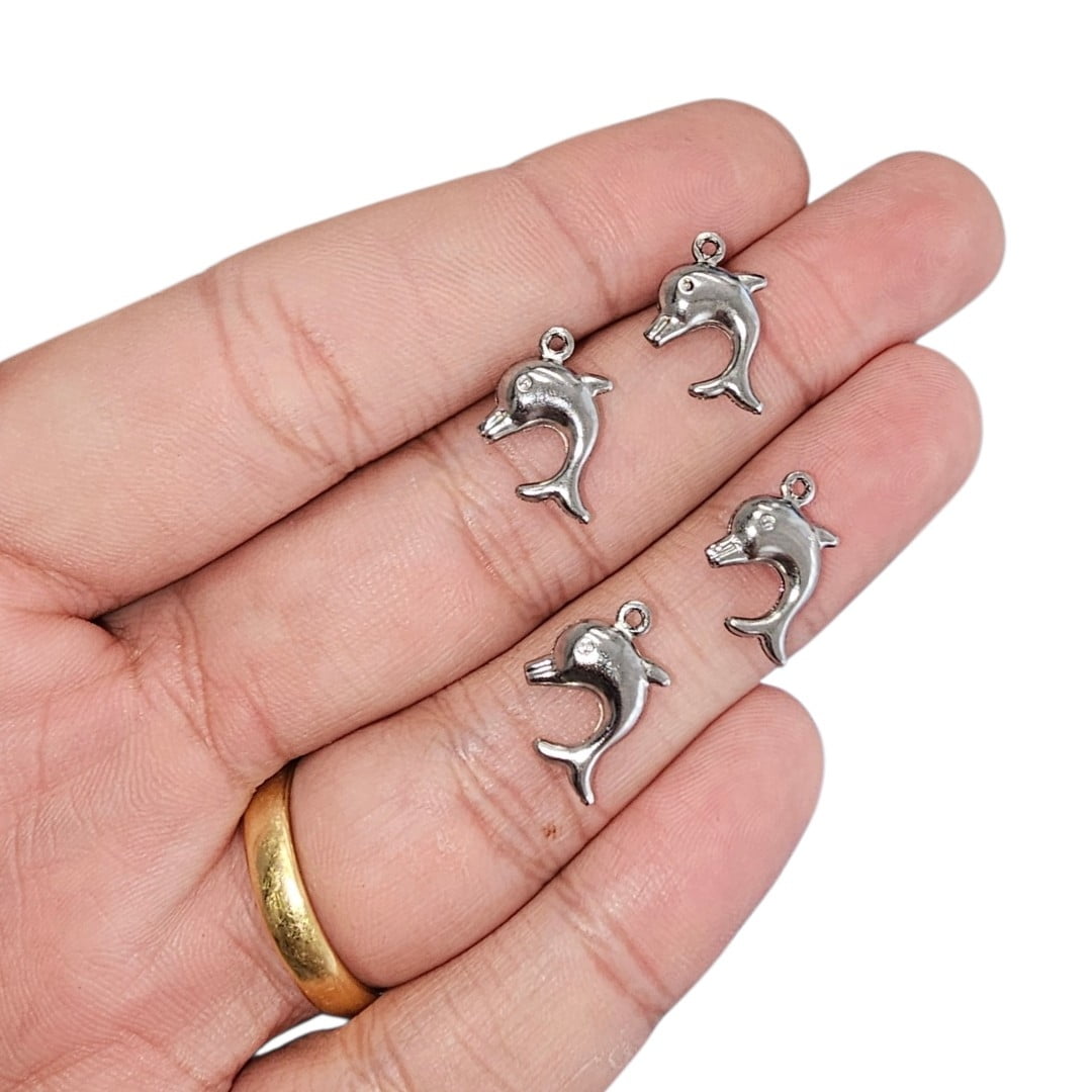 PINGENTE AÇO INOX - GOLFINHO - BTP067 - 16,4MM X 11,6MM - C/4 