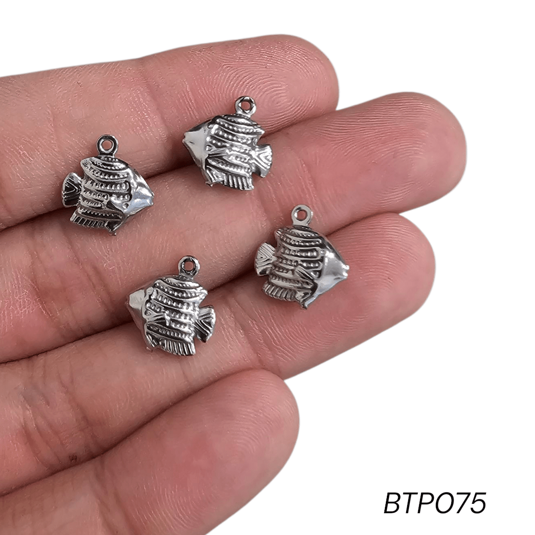 PINGENTE AÇO INOX - PEIXE - BTP075 - 13,2MM X 11,8MM - C/4 
