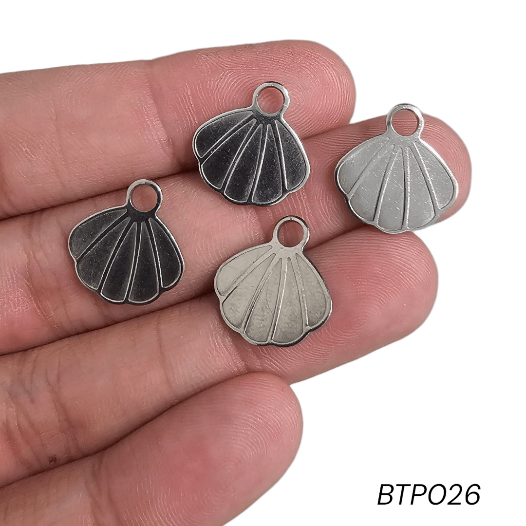 PINGENTE AÇO INOX - SHELL - BTP026 - 16,9MM X 16MM - C/4