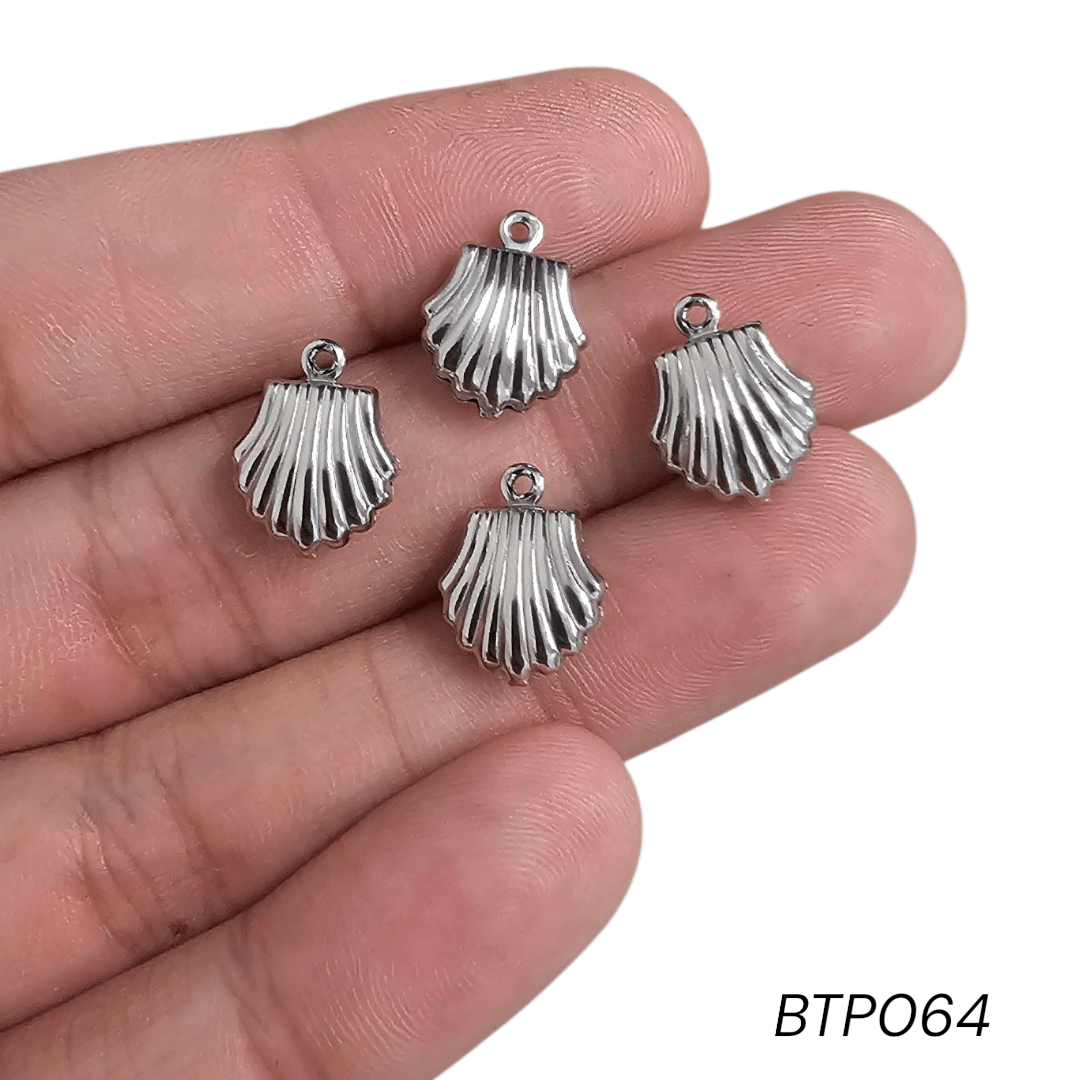 PINGENTE AÇO INOX - SHELL - BTP064 - 8,9MM X 5,8MM - C/4