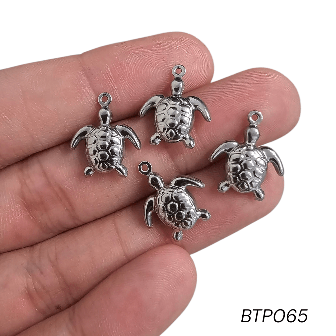 PINGENTE AÇO INOX - TARTARUGA - BTP065 - 17,2MM X 13,5MM - C/4 