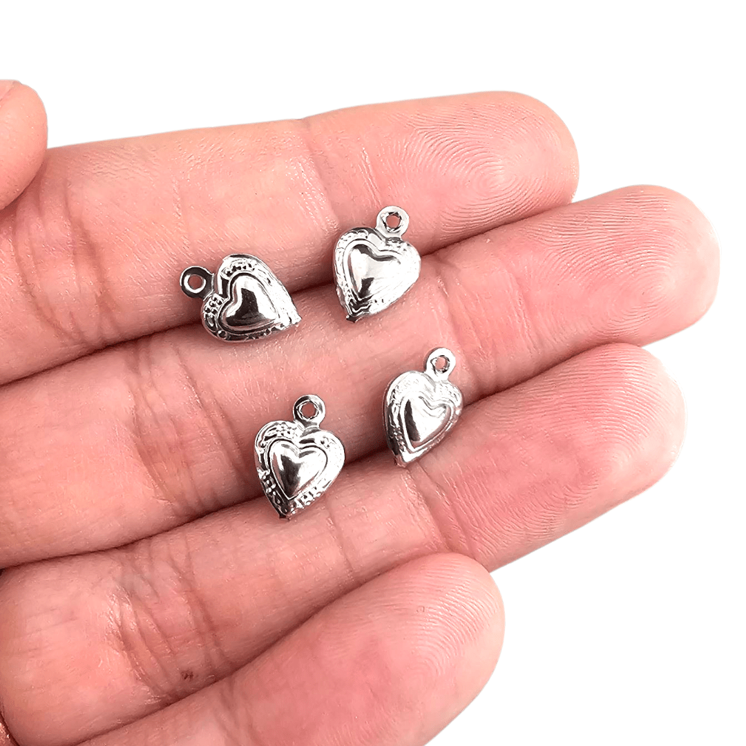 PINGENTE CORÇÃO AÇO 11,9MM X 8,3MM - C/6