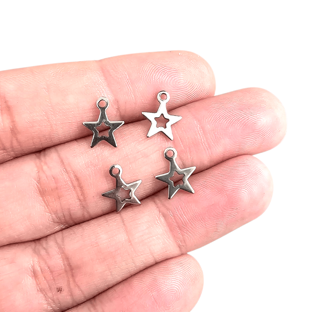 PINGENTE AÇO INOX - ESTRELA VAZADA - BTP023 - 11,3MM X 8,9MM - C/10