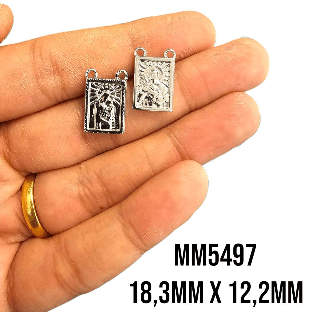 PINGENTE MEDALHA AVE MARIA QUADRADA - MM5497 - 18,3MM X 12,2MM - C/2