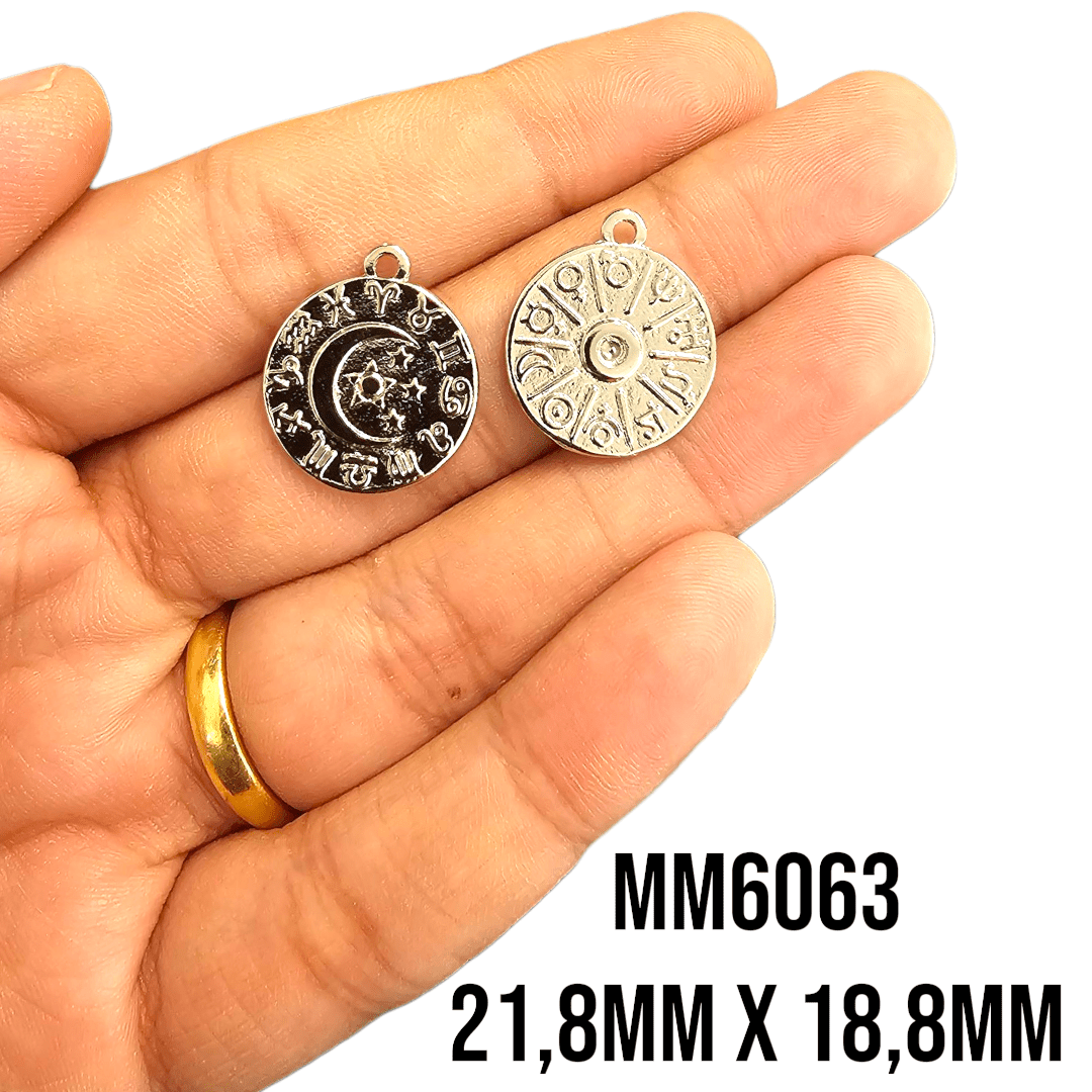 PINGENTE MEDALHA SIGNOS - MM6063 - 21,8MM X 18,8MM - C/2