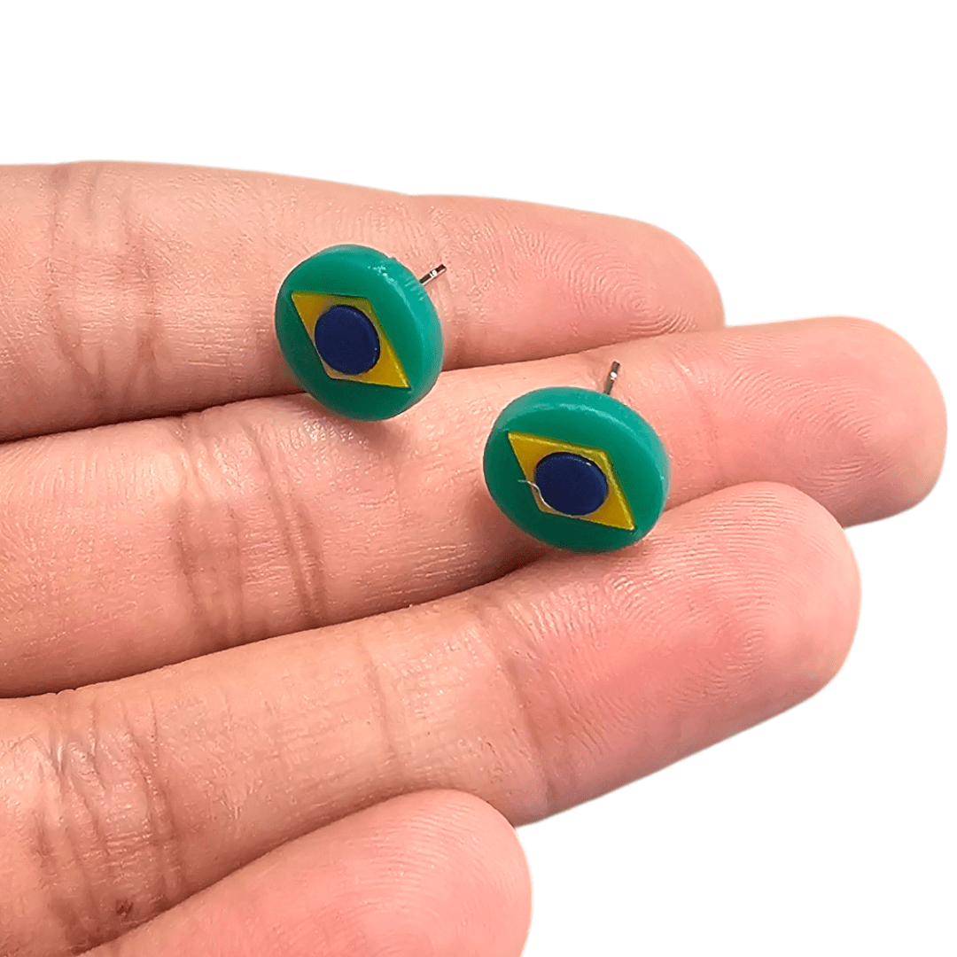 BRINCO ACRILICO BANDEIRA BRASIL REDONDO - PAR