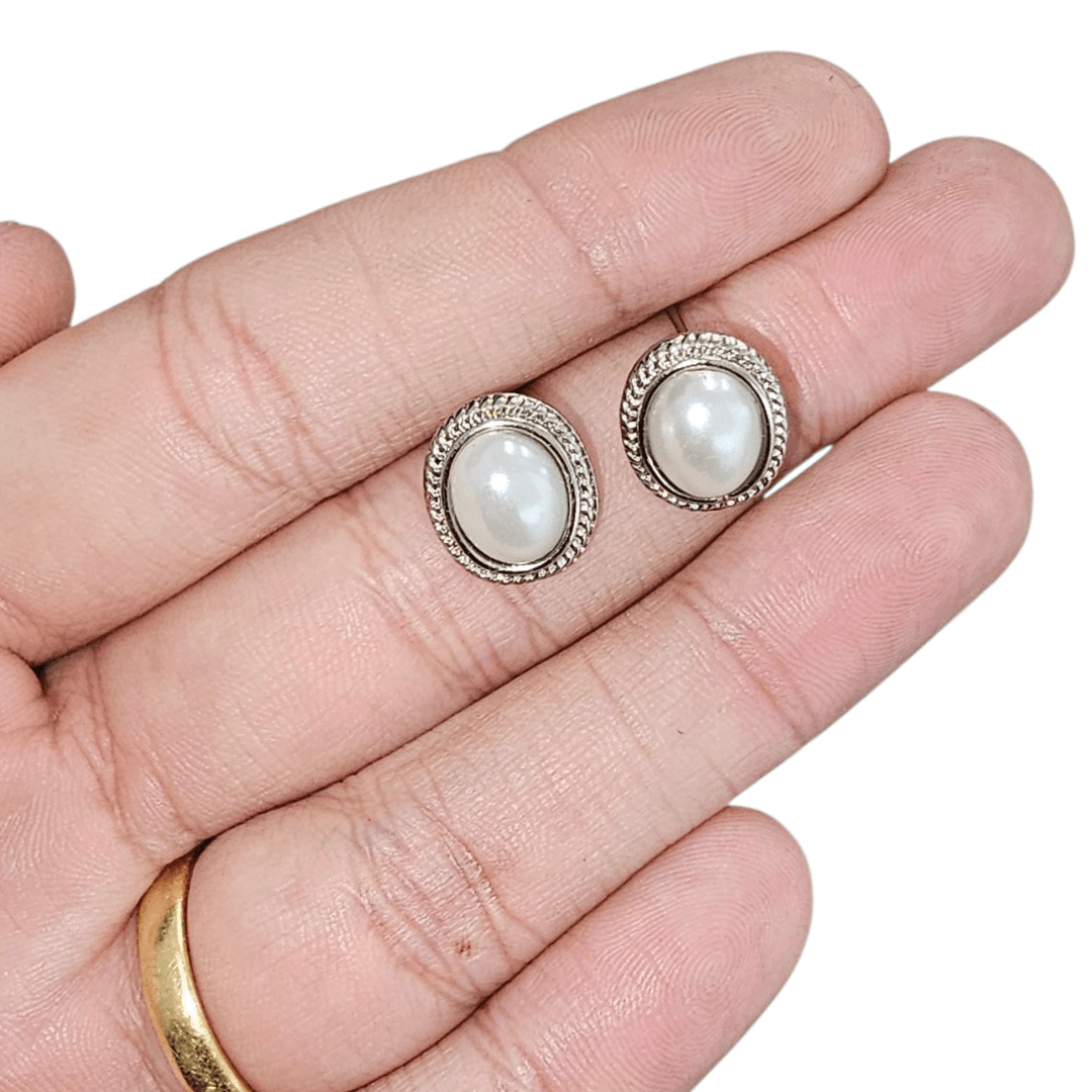 PINO DE BRINCO OVAL PEROLA - 14MM - PAR