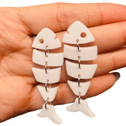 PINO DE BRINCO ACRILICO PEIXE ARTICULADO - 45MM X 23MM - PAR