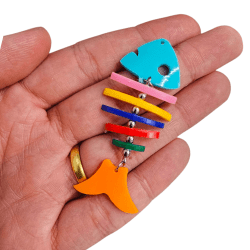 PINGENTE ESPINHA DE PEIXE ARTICULADO - 74MM X 29MM - UND