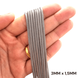 CORENTE EM AÇO - COBRA CHATA 3MM X 1,5MM - MT