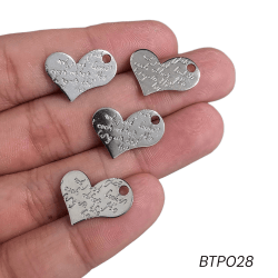 PINGENTE AÇO INOX - CORAÇÃO - BTP028 - 10MM X 14,7MM - C/4 