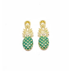 PINGENTE ABACAXI ESMALTADO 19,0MM X 6,7MM DOURADO C/2