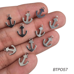 PINGENTE AÇO INOX - ÂNCORA - BTP057 -6,8MM X 3,8MM - C/10 