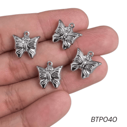 PINGENTE AÇO INOX - BORBOLETA - BTP040 - 9,6MM X 10MM - C/4