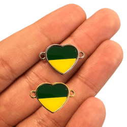 PINGENTE ACRILICO CORAÇÃO 2S - VERDE & AMARELO - MODELOS