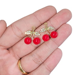 PINGENTE CEREJA - C/ STRASS - 20,5MM X 18,2MM - C/2 PINGENTE CEREJA - C/ STRASS - 20,5MM X 18,2MM - C/2
