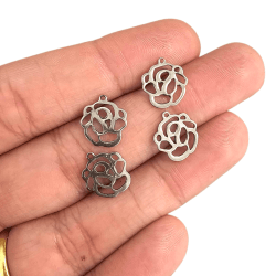 PINGENTE FLOR AÇO - 13MM X 11,8MM - C/10