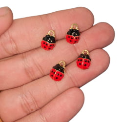 PINGENTE JOANINHA MINI COLORS - 12,5MM X 9,0MM - DOURADO - C/4