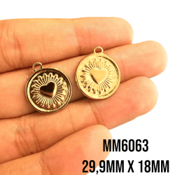 PINGENTE MEDALHA CORAÇÃO MM6063 - 20,9MM X 18MM - C/2