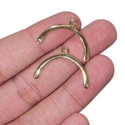 PINGENTE MEIA LUA CONECTOR 3 VIAS - EZ7753 - 17,2MM X 27,5MM - C/2
