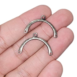 PINGENTE MEIA LUA CONECTOR 3 VIAS - EZ7753 - 17,2MM X 27,5MM - C/2