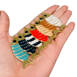 PINGENTE PEIXE BARRIGUDINHO ESMALTADO - 47MM X 21MM - UND