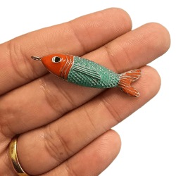 PINGENTE PEIXE GAROUPA ESMALTADO - 48MM X 11,5MM - NIQUEL - UND 