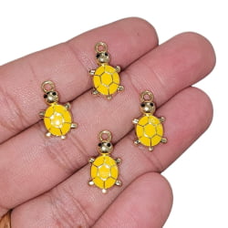 PINGENTE TARTAGURA COLORS - 18MM X 9,9MM - DOURADO - C/4