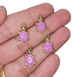 PINGENTE TARTAGURA COLORS - 18MM X 9,9MM - DOURADO - C/4
