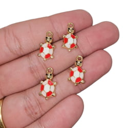 PINGENTE TARTAGURA COLORS - 18MM X 9,9MM - DOURADO - C/4