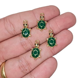 PINGENTE TARTAGURA COLORS - 18MM X 9,9MM - DOURADO - C/4