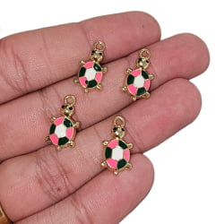 PINGENTE TARTAGURA COLORS - 18MM X 9,9MM - DOURADO - C/4