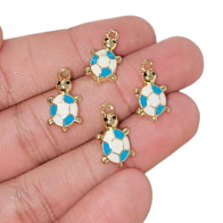 PINGENTE TARTAGURA COLORS - 18MM X 9,9MM - DOURADO - C/4