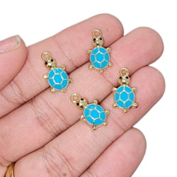 PINGENTE TARTAGURA COLORS - 18MM X 9,9MM - DOURADO - C/4
