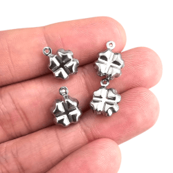 PINGENTE AÇO INOX - TREVO - BTP013 - 13,6MM X 10MM - C/6