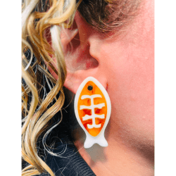 BRINCO ACRILICO PEIXE ESPINHA FX - 44,5MM X 22,6MM - PAR