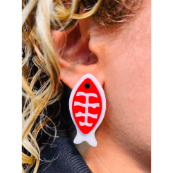 BRINCO ACRILICO PEIXE ESPINHA FX - 44,5MM X 22,6MM - PAR