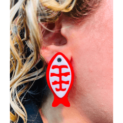 BRINCO ACRILICO PEIXE ESPINHA FX - 44,5MM X 22,6MM - PAR