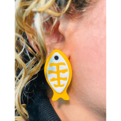 BRINCO ACRILICO PEIXE ESPINHA FX - 44,5MM X 22,6MM - PAR