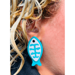 BRINCO ACRILICO PEIXE ESPINHA FX - 44,5MM X 22,6MM - PAR