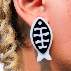 BRINCO ACRILICO PEIXE ESPINHA FX - 44,5MM X 22,6MM - PAR