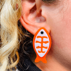 BRINCO ACRILICO PEIXE ESPINHA FX - 44,5MM X 22,6MM - PAR