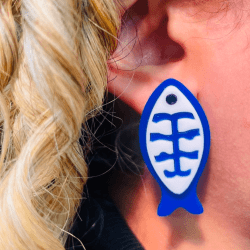 BRINCO ACRILICO PEIXE ESPINHA FX - 44,5MM X 22,6MM - PAR