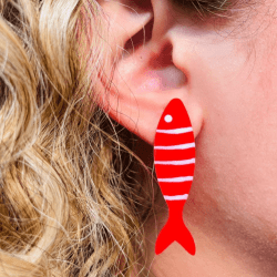 BRINCO PEIXE ESCAMA PINTADA ACRILICO - 47MM X 12,8M - PAR BRINCO PEIXE ESCAMA PINTADA ACRILICO - 47MM X 12,8M - PAR