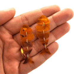 PINO DE BRINCO ACRILICO PEIXE ARTICULADO - 45MM X 23MM - PAR