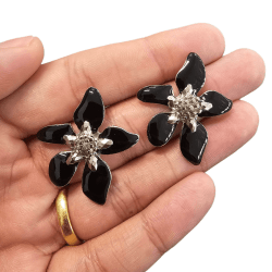 PINO DE BRINCO FLOR ESMALTADO 12830 (13229) - NIQUEL - 28MM X 28MM - PAR 