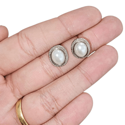 PINO DE BRINCO OVAL PEROLA - 14MM - PAR