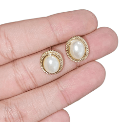 PINO DE BRINCO OVAL PEROLA - 14MM - PAR